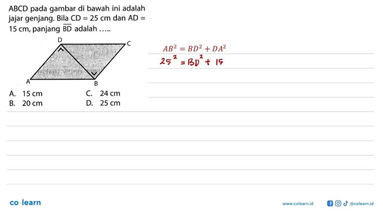 ABCD pada gambar di bawah ini adalah jajar genjang. Bila CD