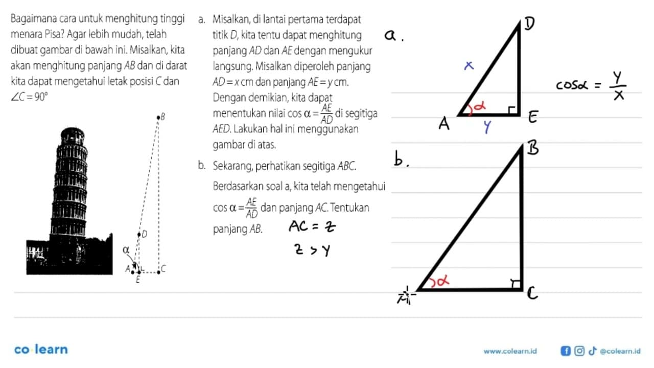 Bagaimana cara untuk menghitung tinggi menara Pisa? Agar