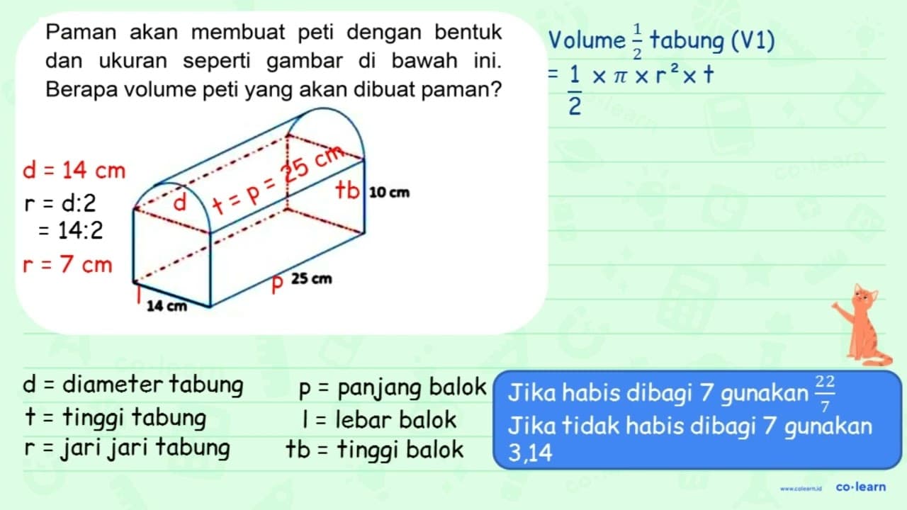 Paman akan membuat peti dengan bentuk dan ukuran seperti