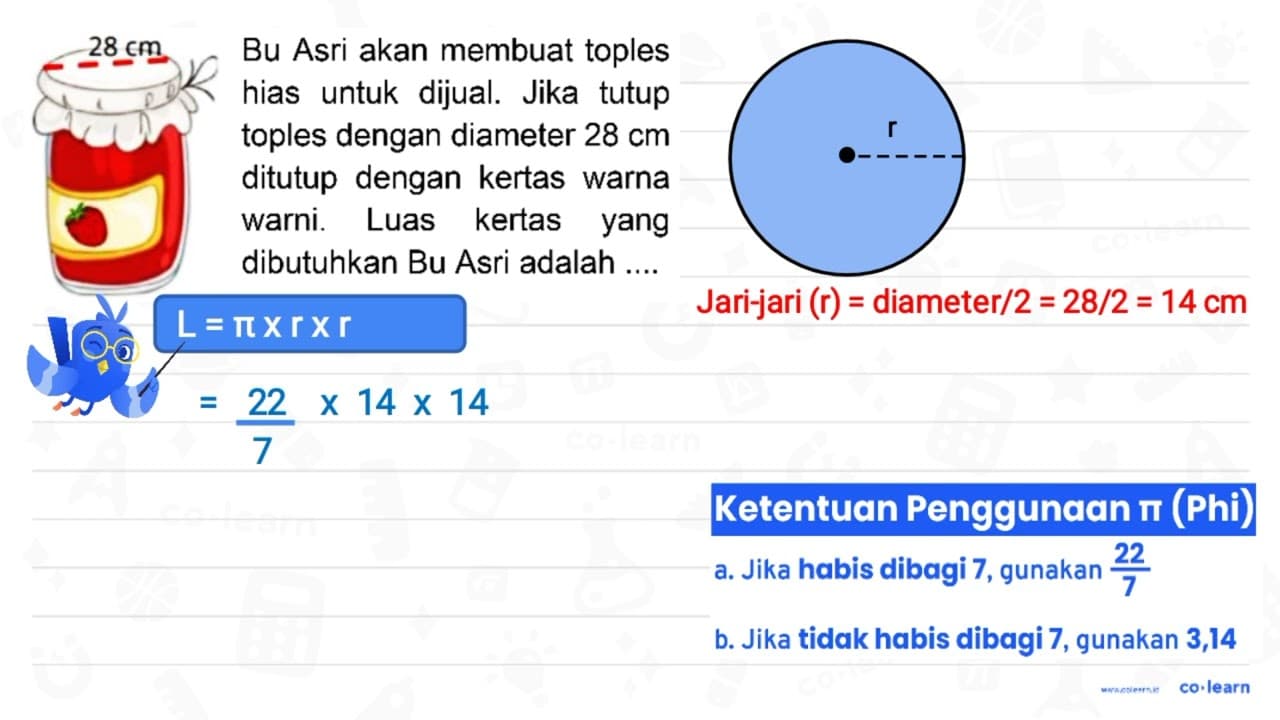 Bu Asri akan membuat toples hias untuk dijual. Jika tutup