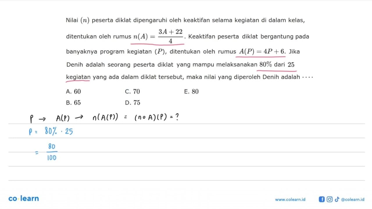 Nilai (n) peserta diklat dipengaruhi oleh keaktifan selama