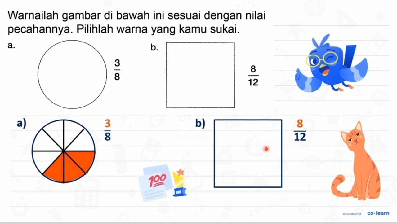 Warnailah gambar di bawah ini sesuai dengan nilai