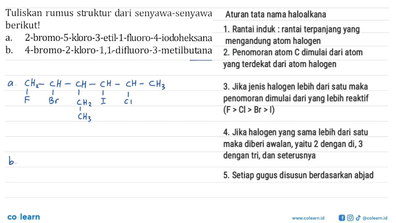 Tuliskan rumus struktur dari senyawa-senyawa berikut! a.