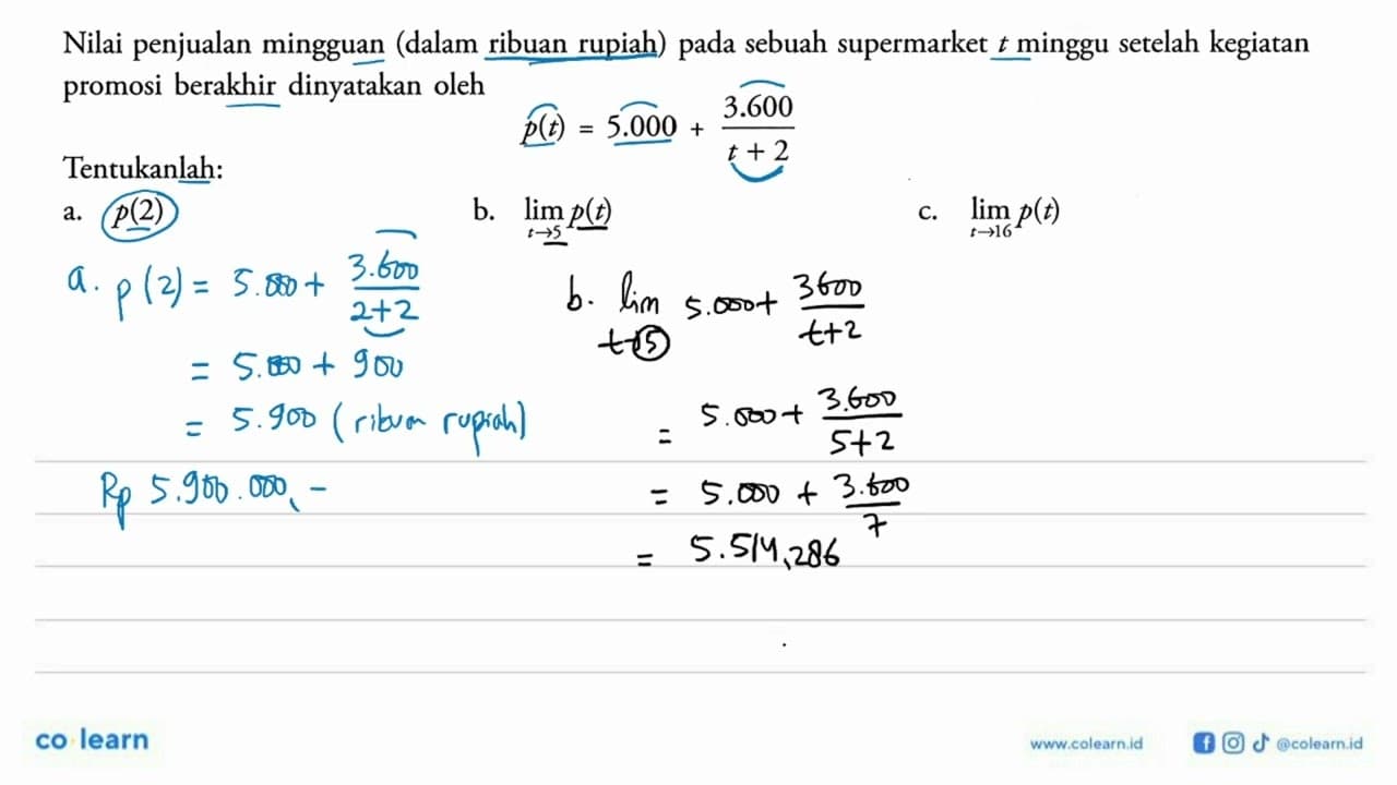 Nilai penjualan mingguan (dalam ribuan rupiah) pada sebuah