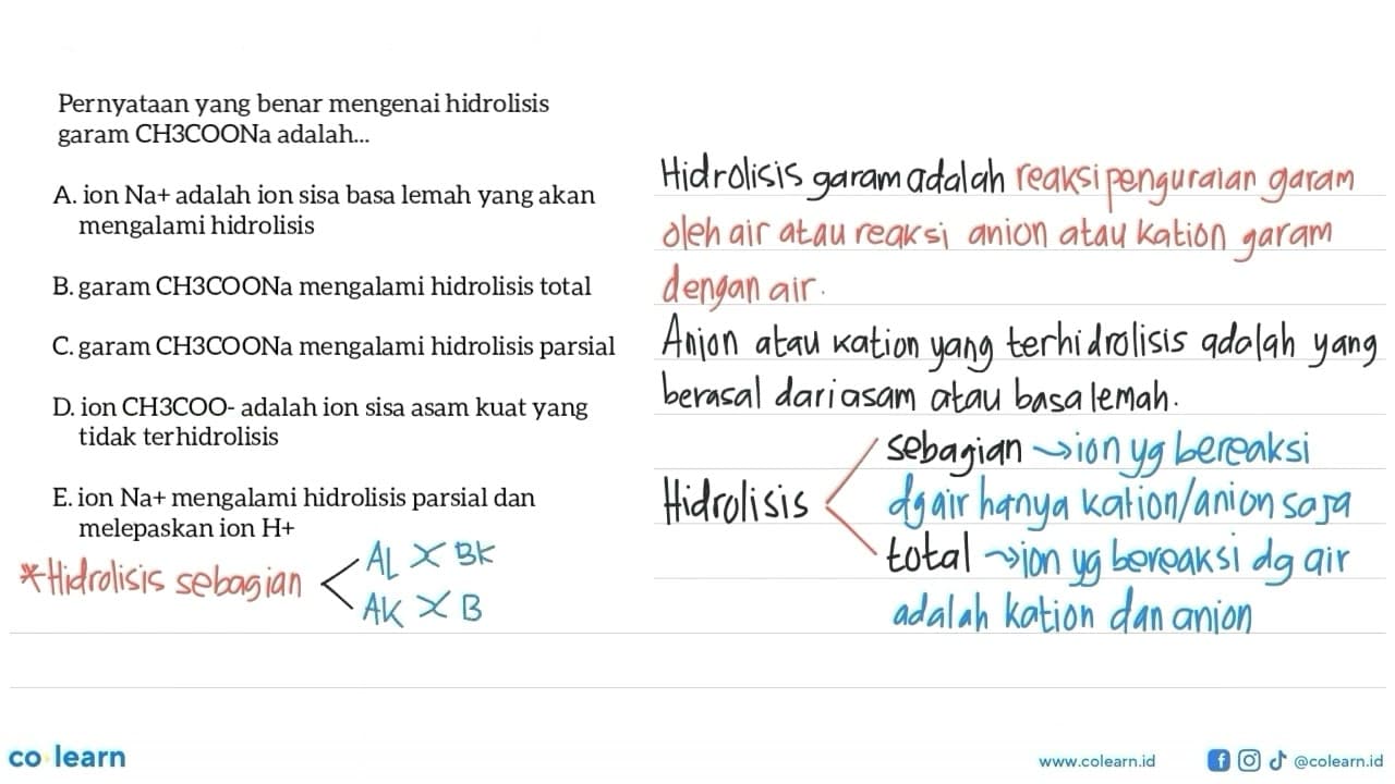 Pernyataan berikut ini yang benar mengenai hidrolisis garam