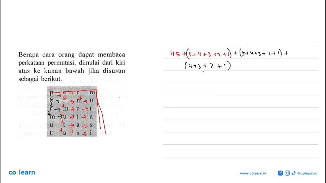 Berapa cara orang dapat membaca perkataan permutasi,
