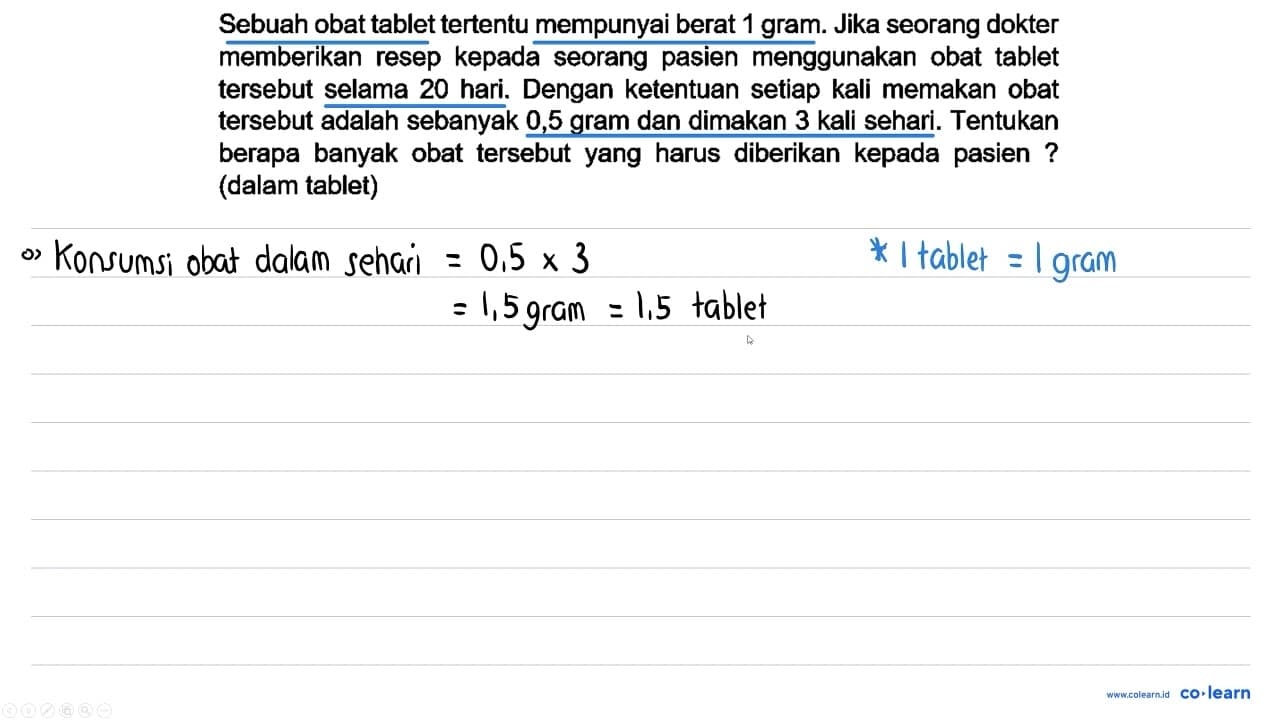 Sebuah obat tablet tertentu mempunyai berat 1 gram. Jika