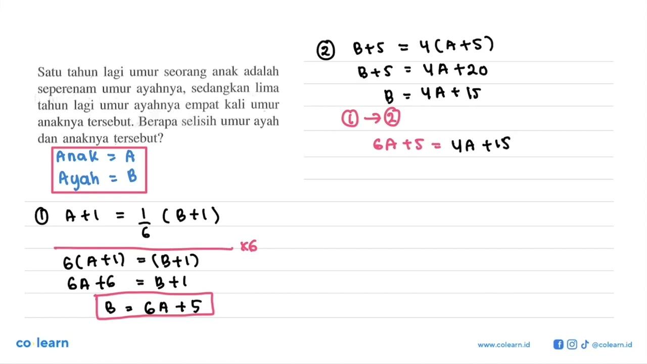 Satu tahun Iagi umur seorang anak adalah seperenam umur