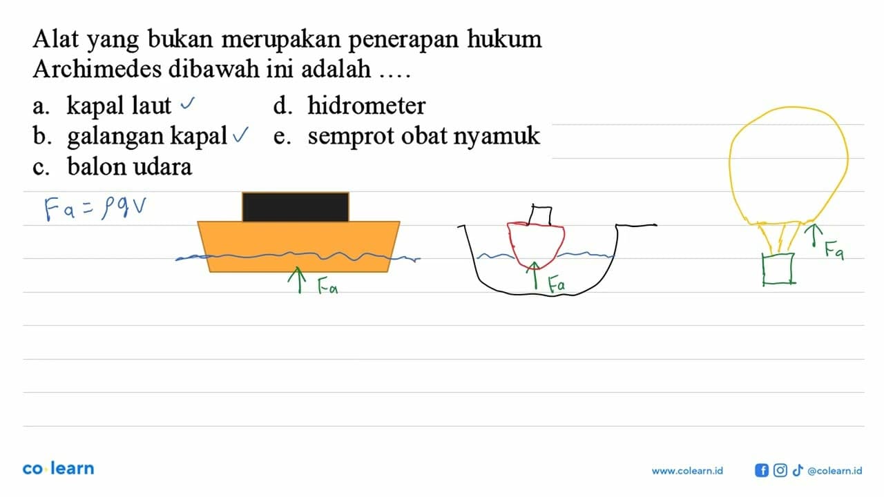 Alat yang bukan merupakan penerapan hukum Archimedes