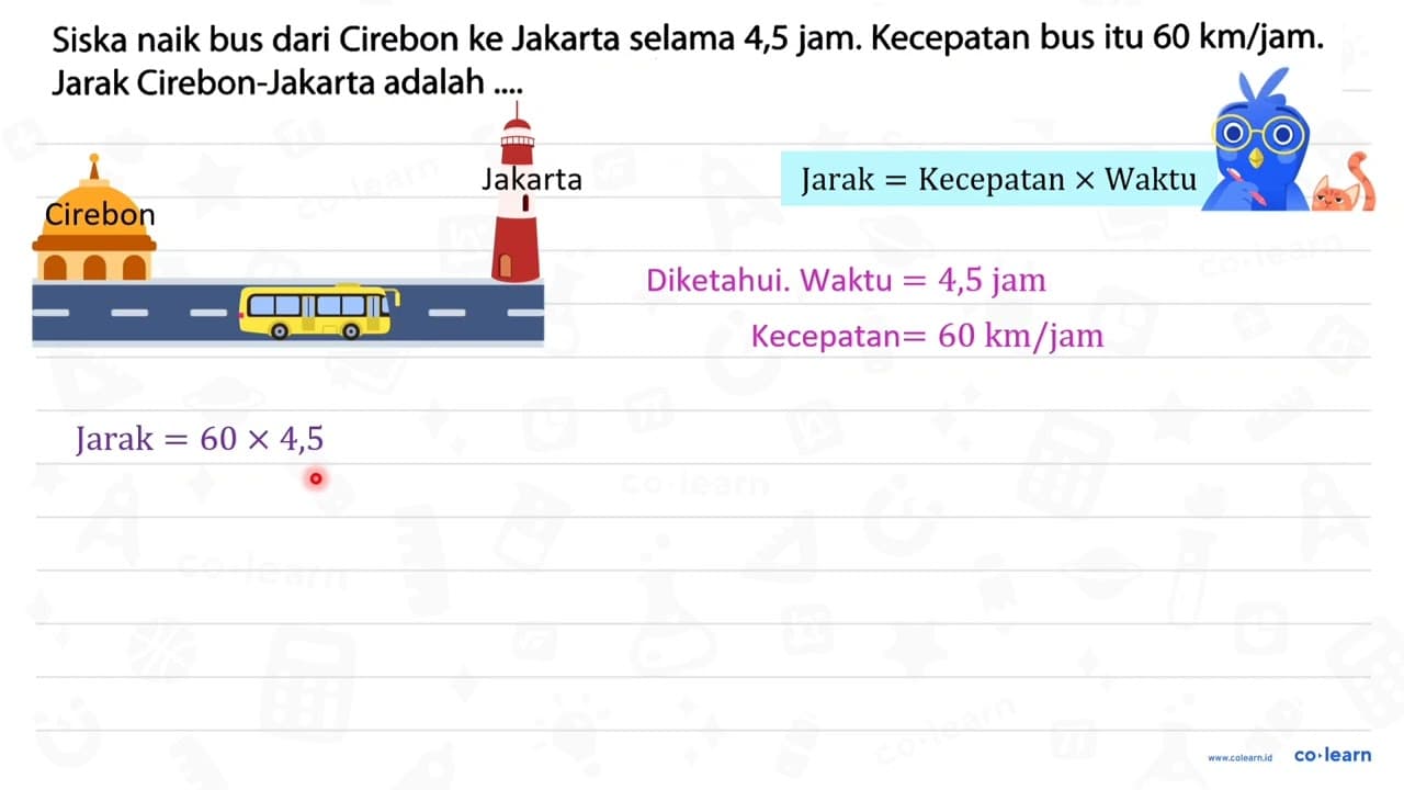 Siska naik bus dari Cirebon ke Jakarta selama 4,5 jam.