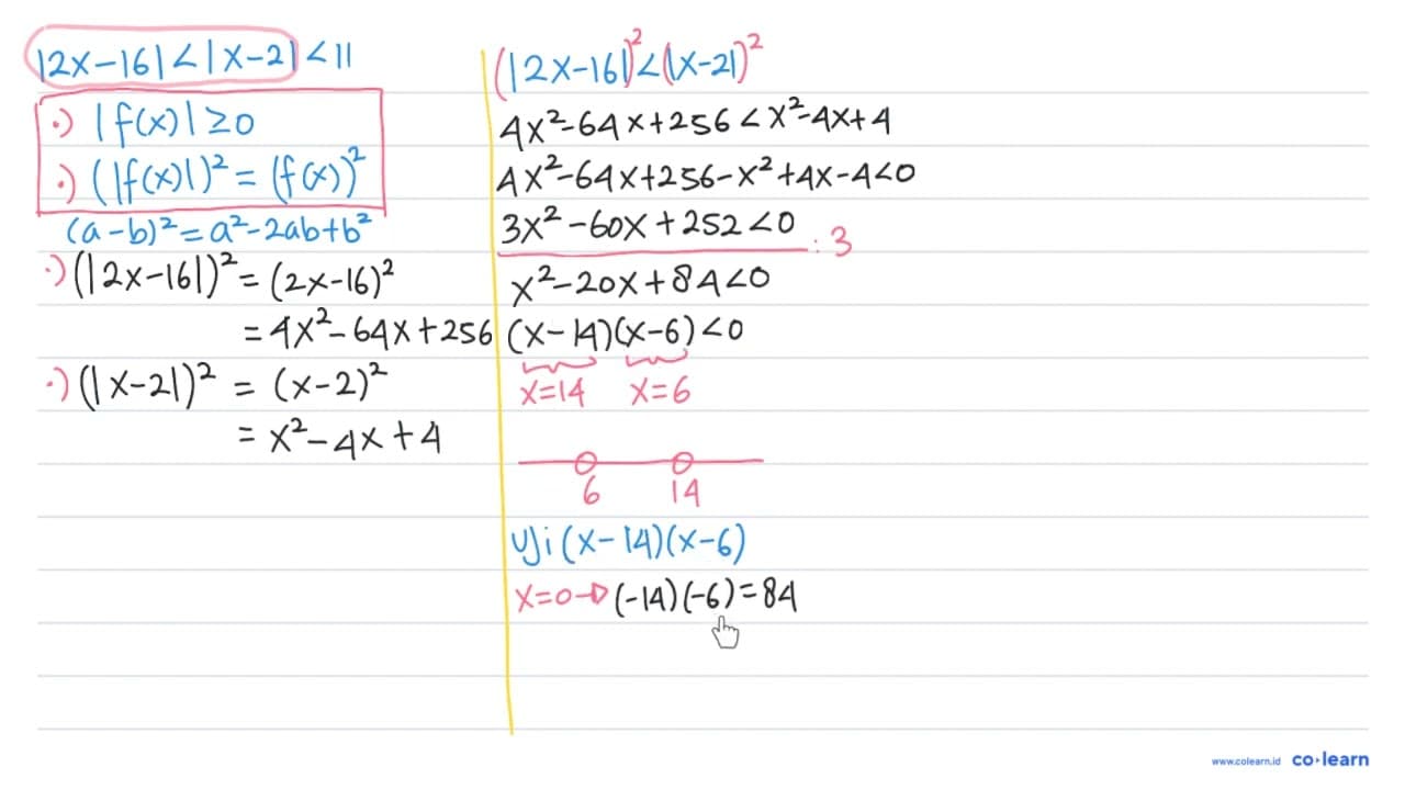 Diketahui dua buah nilai mutlak, yaitu a=|2 x-16| dan