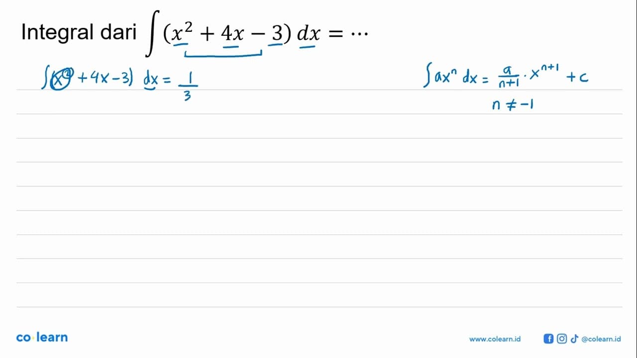 Integral dari integral (x^2+4 x-3) dx=..