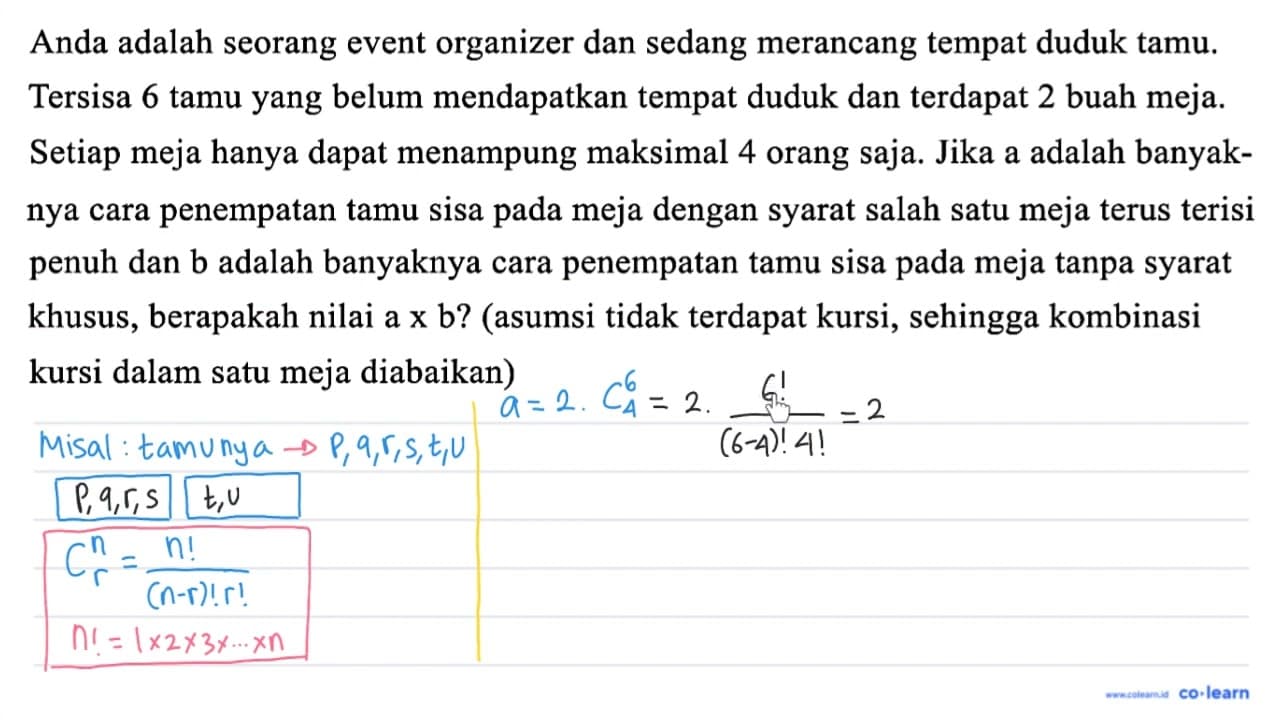 Anda adalah seorang event organizer dan sedang merancang