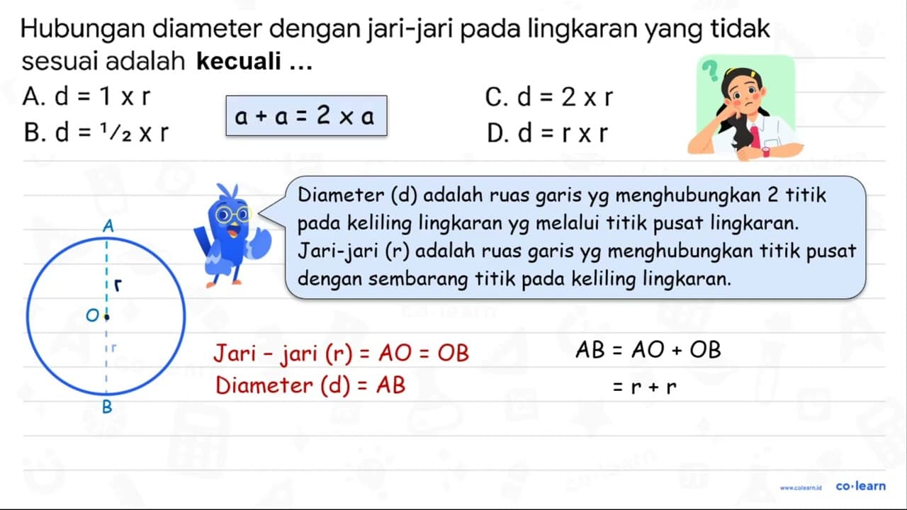 Hubungan diameter dengan jari-jari pada lingkaran yang