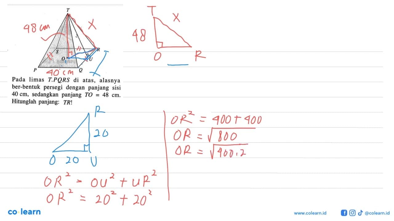T P Q R S O U Pada limas T.PQRS di atas, alasnya ber-bentuk
