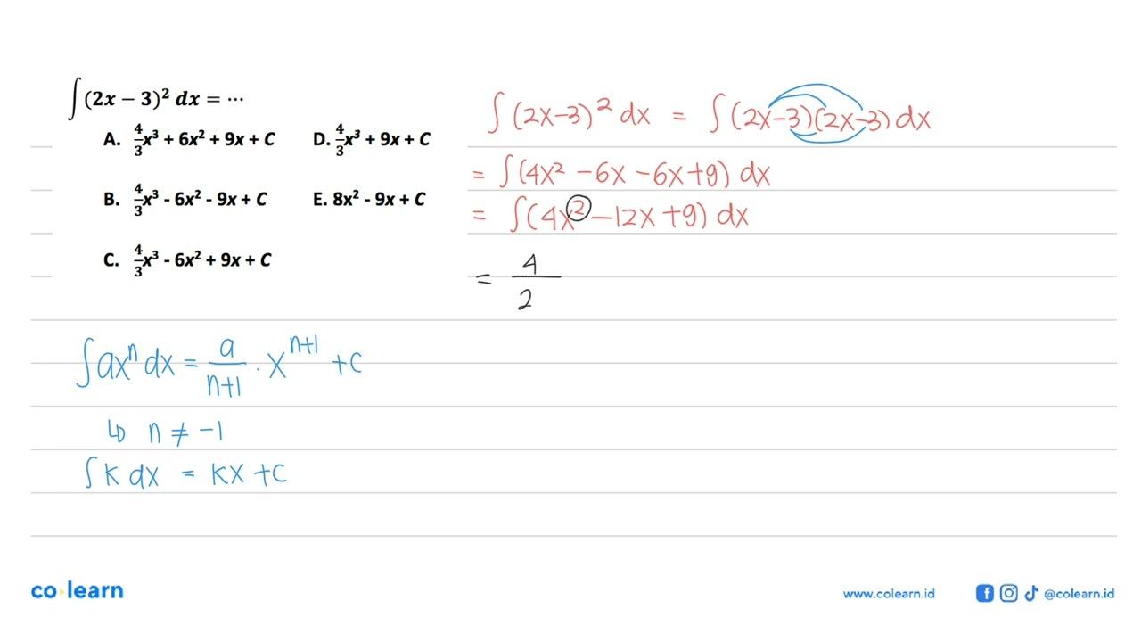 integral (2x-3)^2 dx= ...