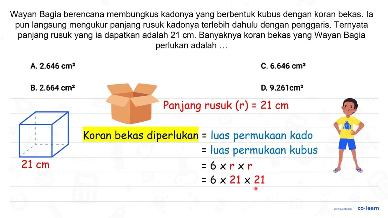 Wayan Bagia berencana membungkus kadonya dengan koran