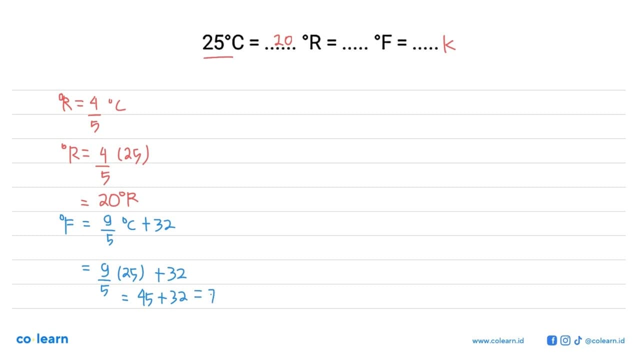 25 C = ... R = ... F = ...