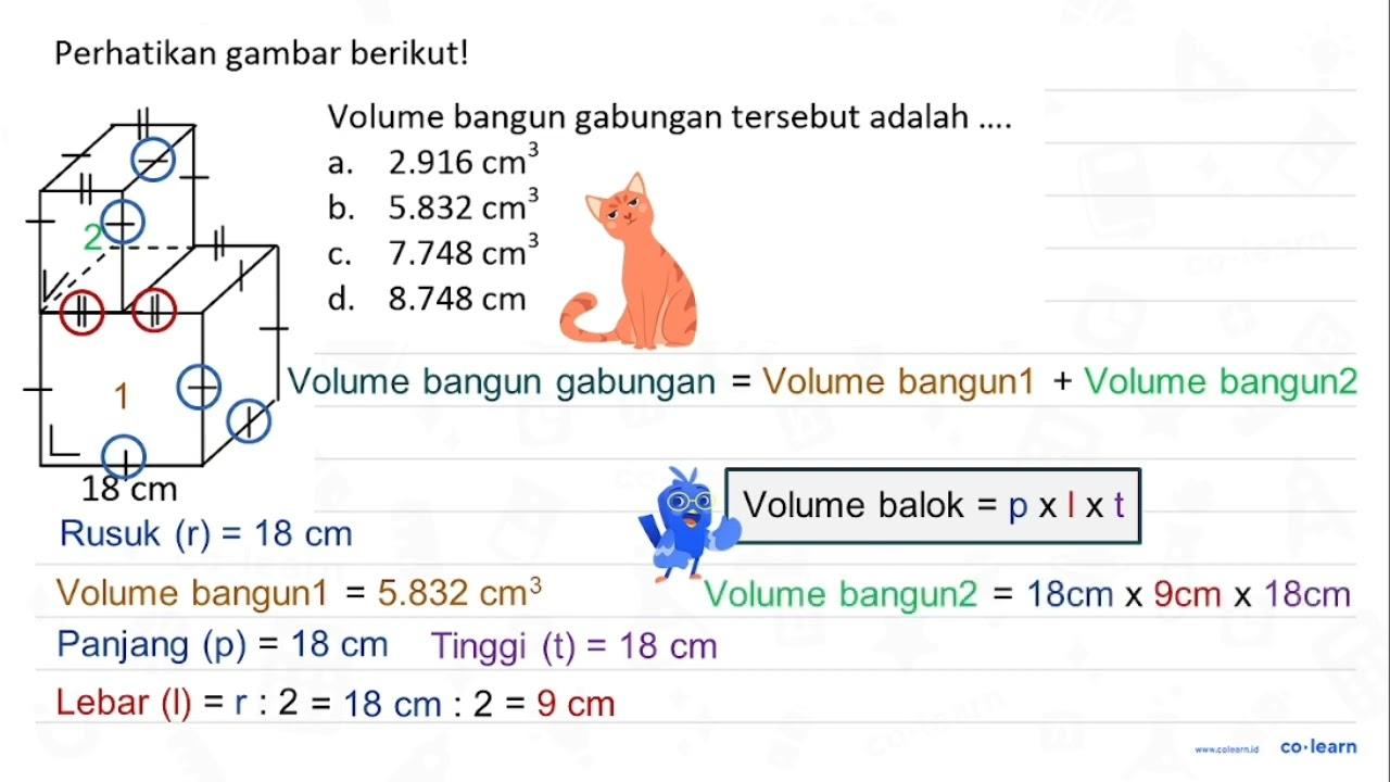 Perhatikan gambar berikut! Volume bangun gabungan tersebut