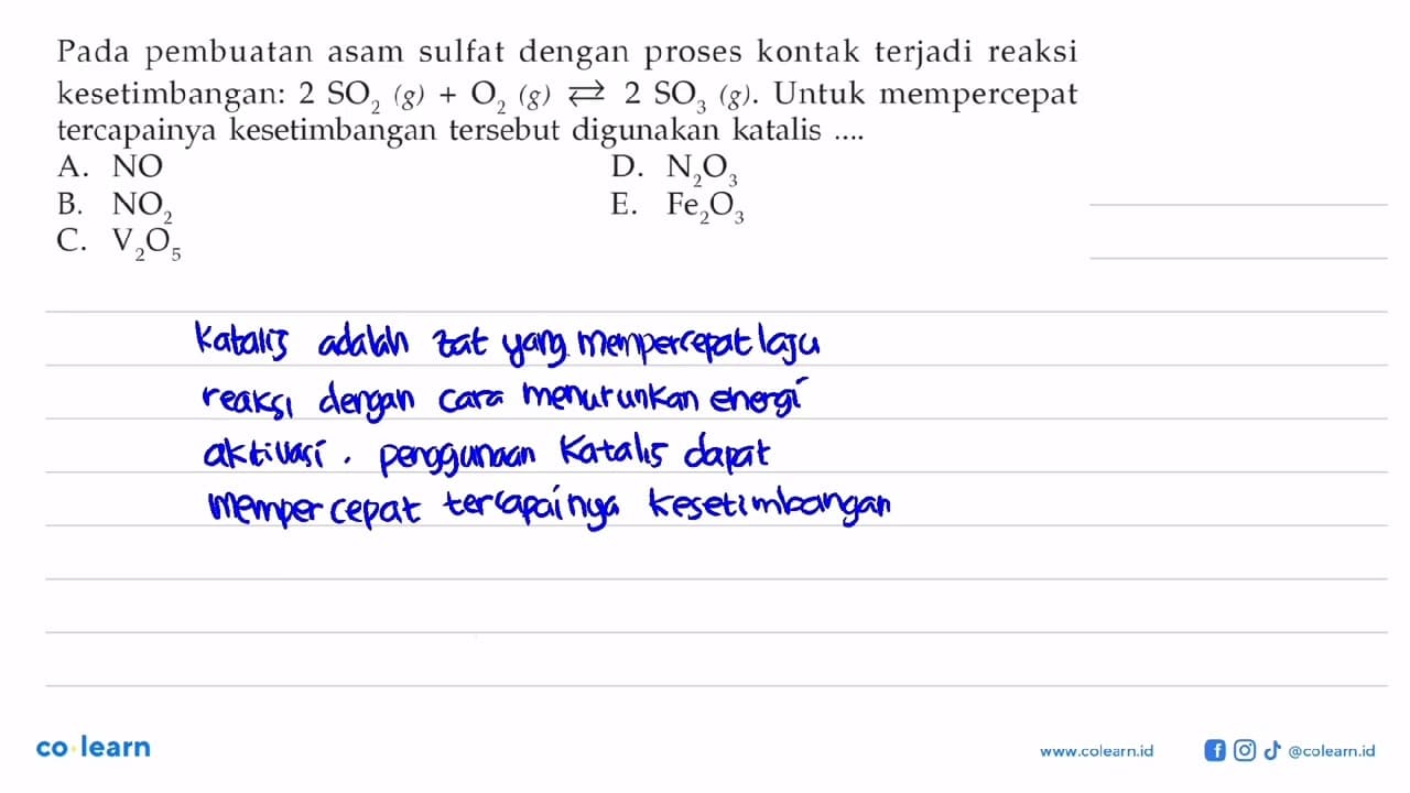 Pada pembuatan asam sulfat dengan proses kontak terjadi