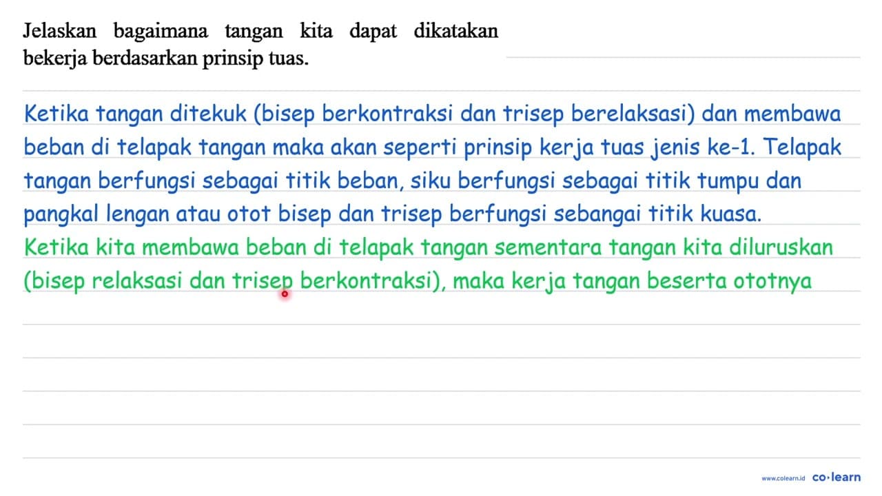 Jelaskan bagaimana tangan kita dapat dikatakan bekerja