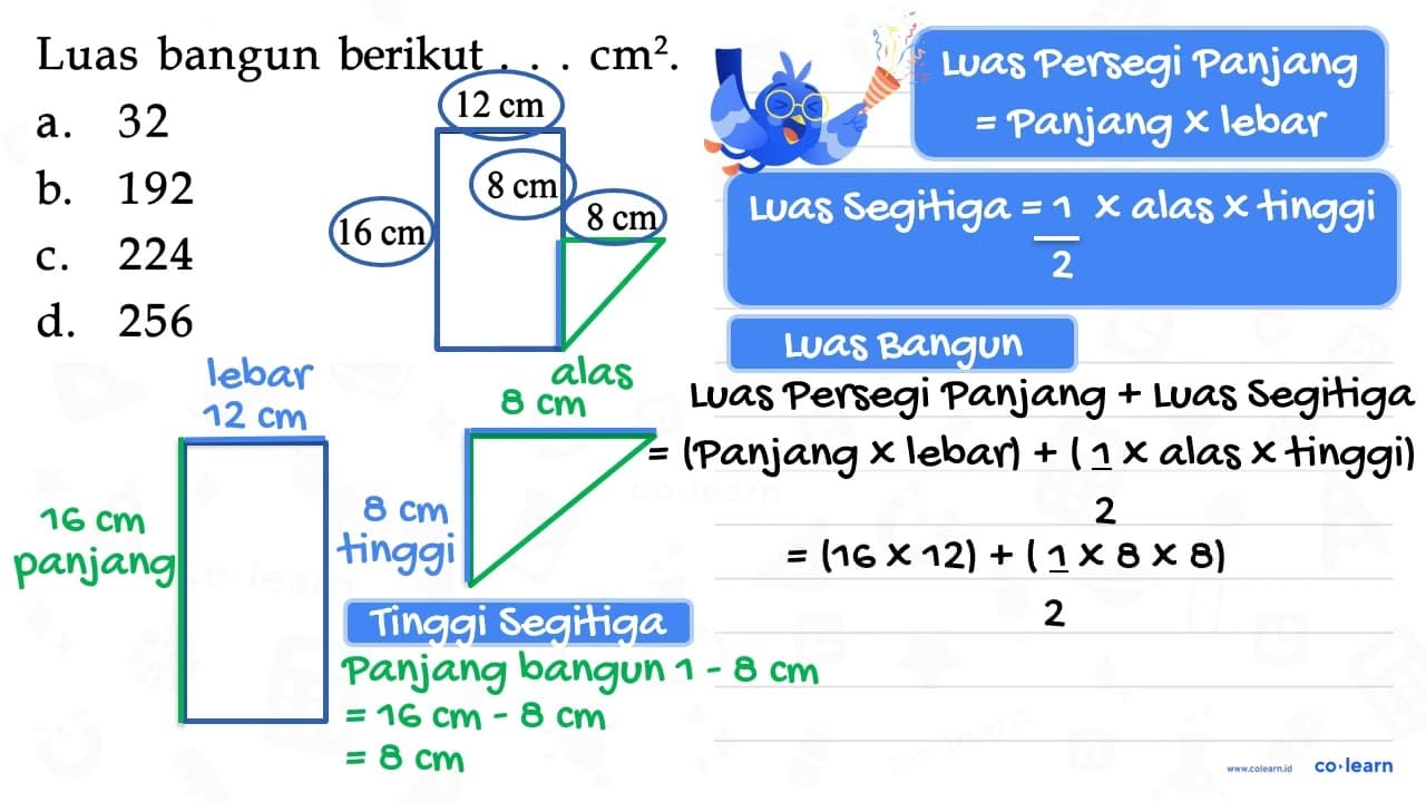 Luas bangun berikut... Cm^2 12 cm 8 cm 8 cm 16 cm