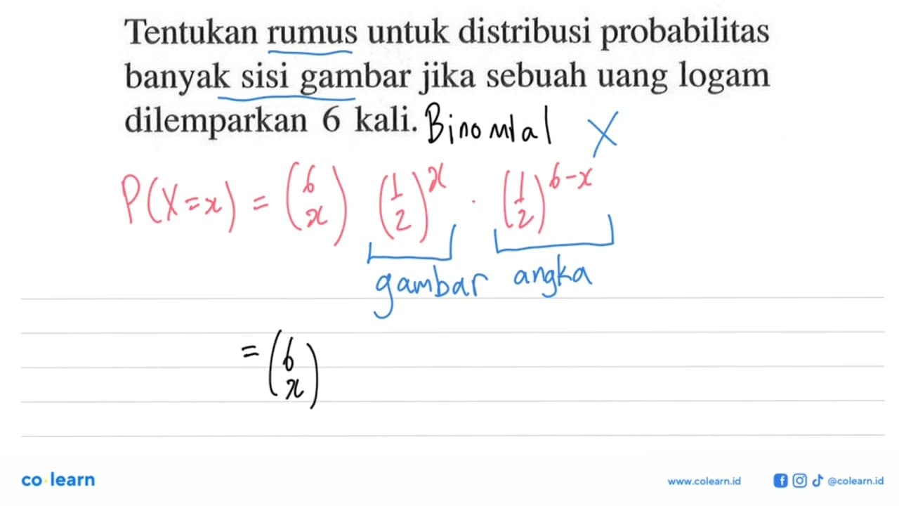 Tentukan rumus untuk distribusi probabilitas banyak sisi