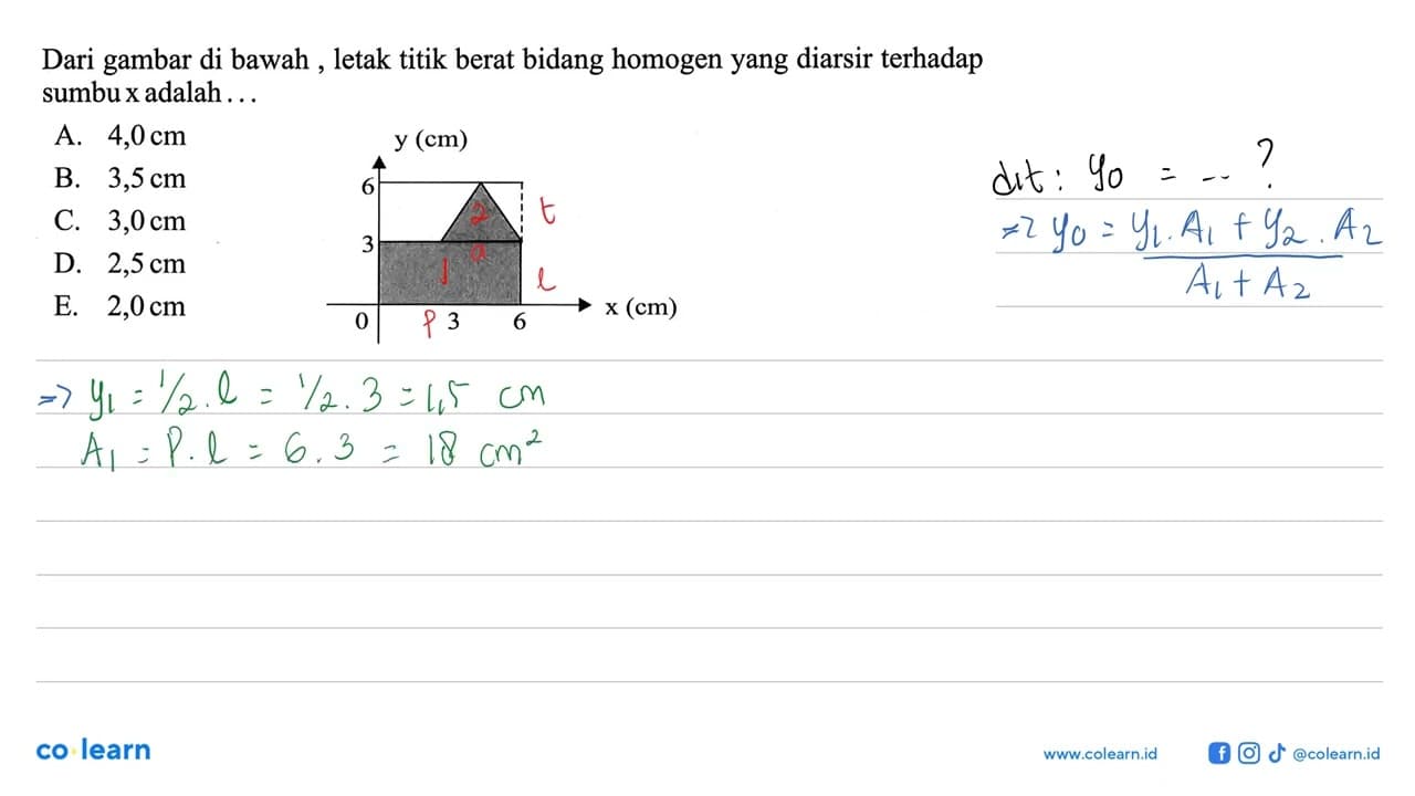 Dari gambar di bawah, letak titik berat bidang homogen yang