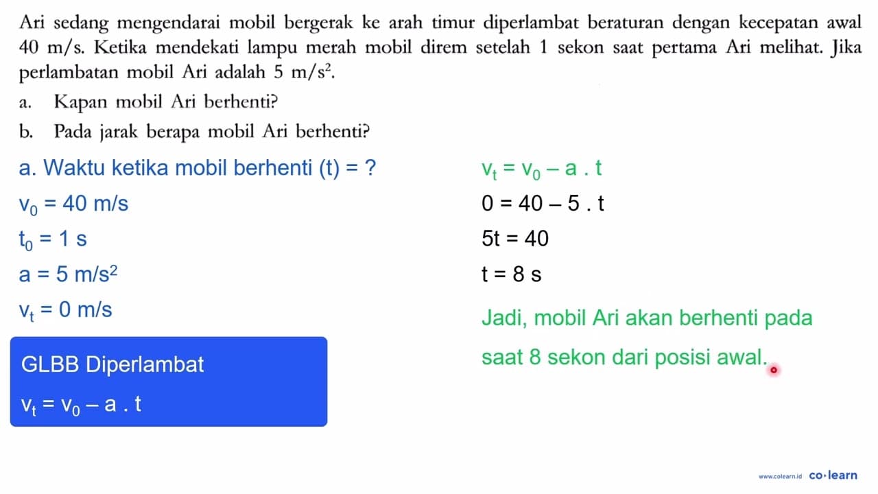 Ari sedang mengendarai mobil bergerak ke arah timur