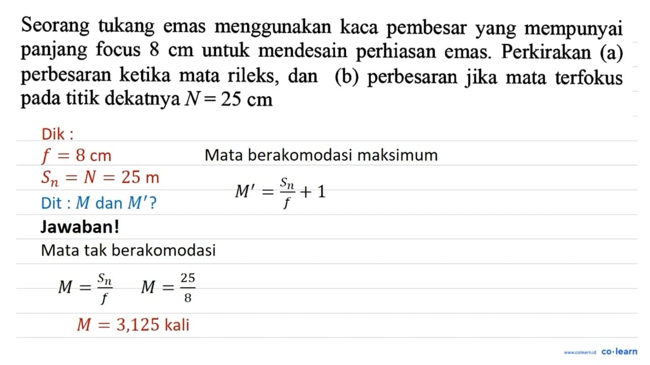 Seorang tukang emas menggunakan kaca pembesar yang