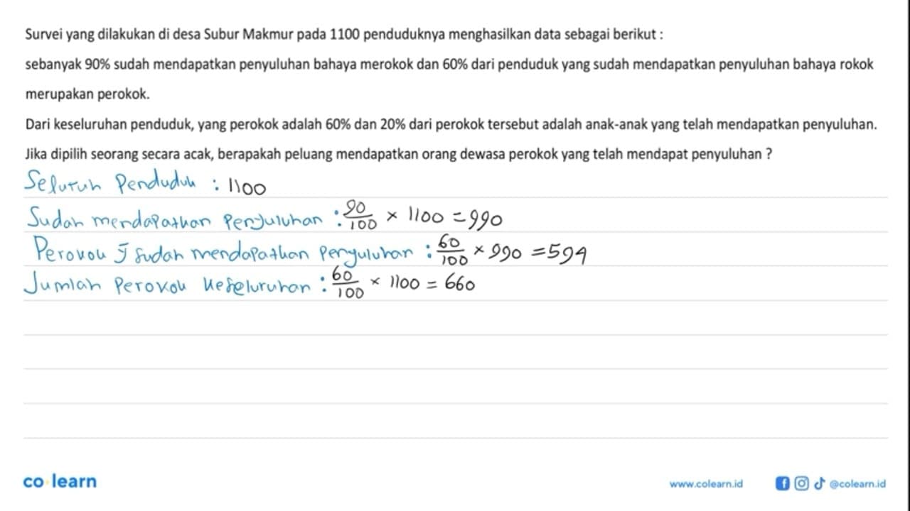 Survei yang dilakukan di desa Subur Makmur pada 1100