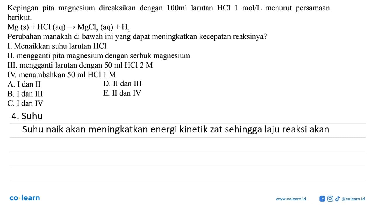 Kepingan pita magnesium direaksikan dengan 100 ml larutan