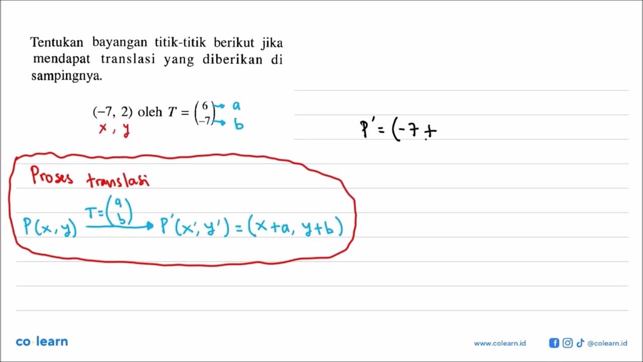 Tentukan bayangan titik-titik berikut jika mendapat