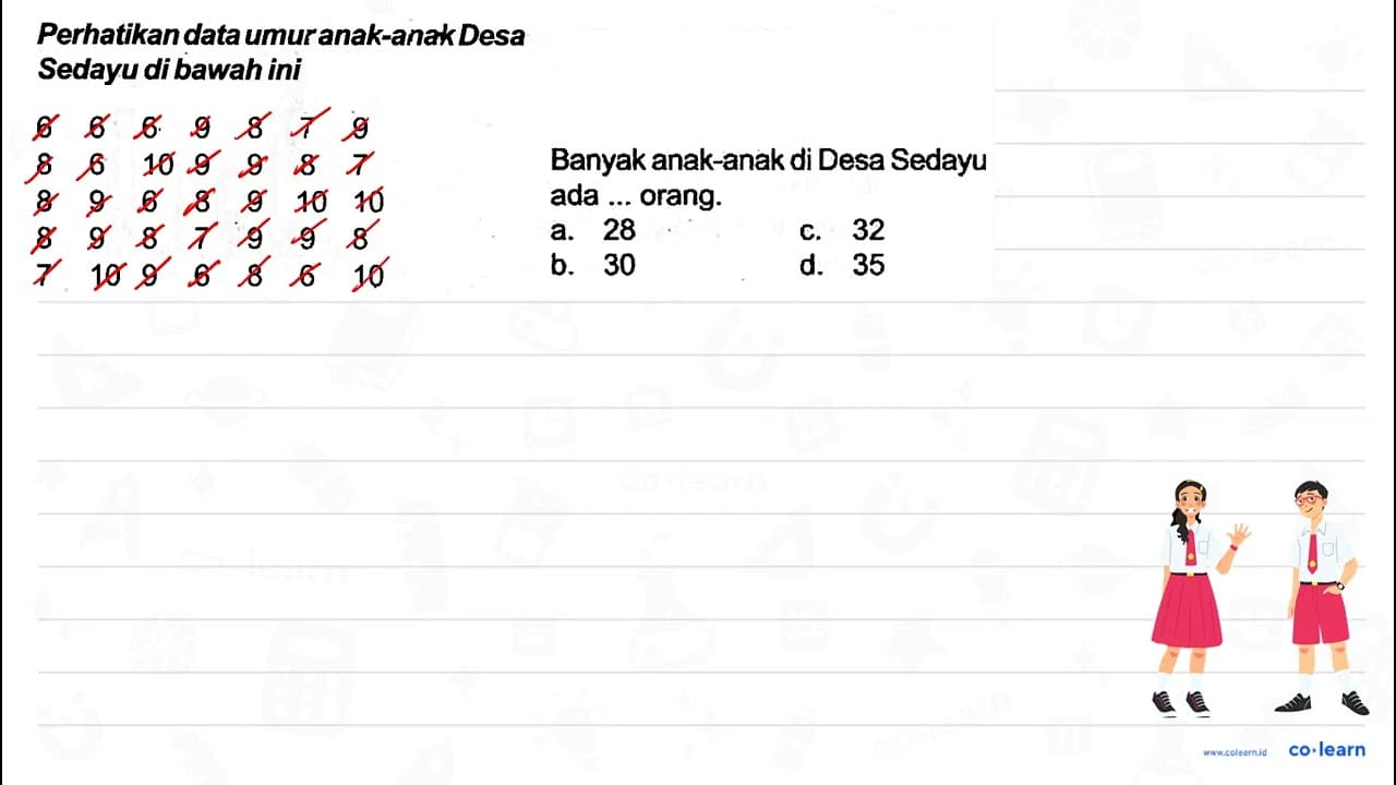 Perhatikan data umuranak-anak Desa Sedayu di bawah ini 6 6