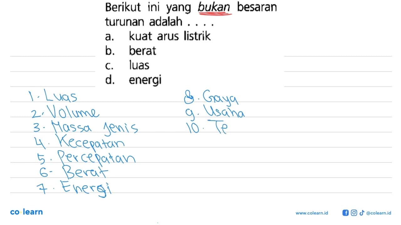 Berikut ini yang bukan besaran turunan adalah