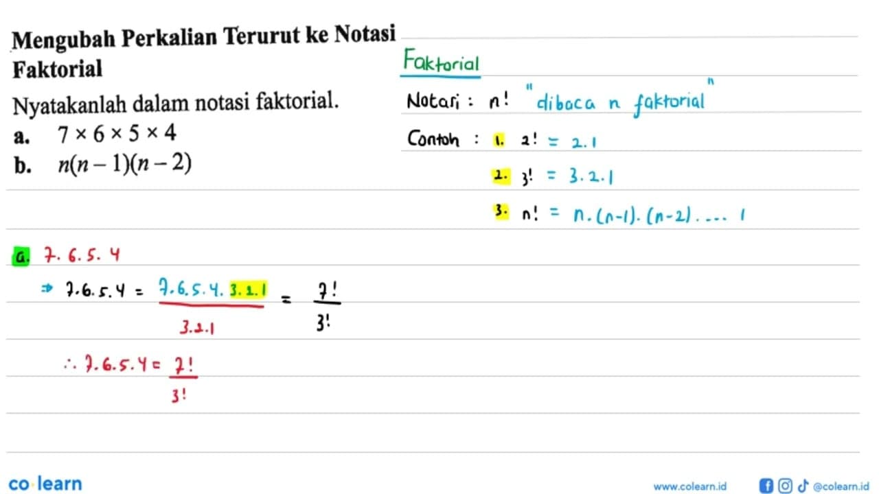 Mengubah Perkalian Terurut ke Notasi Faktorial Nyatakanlah