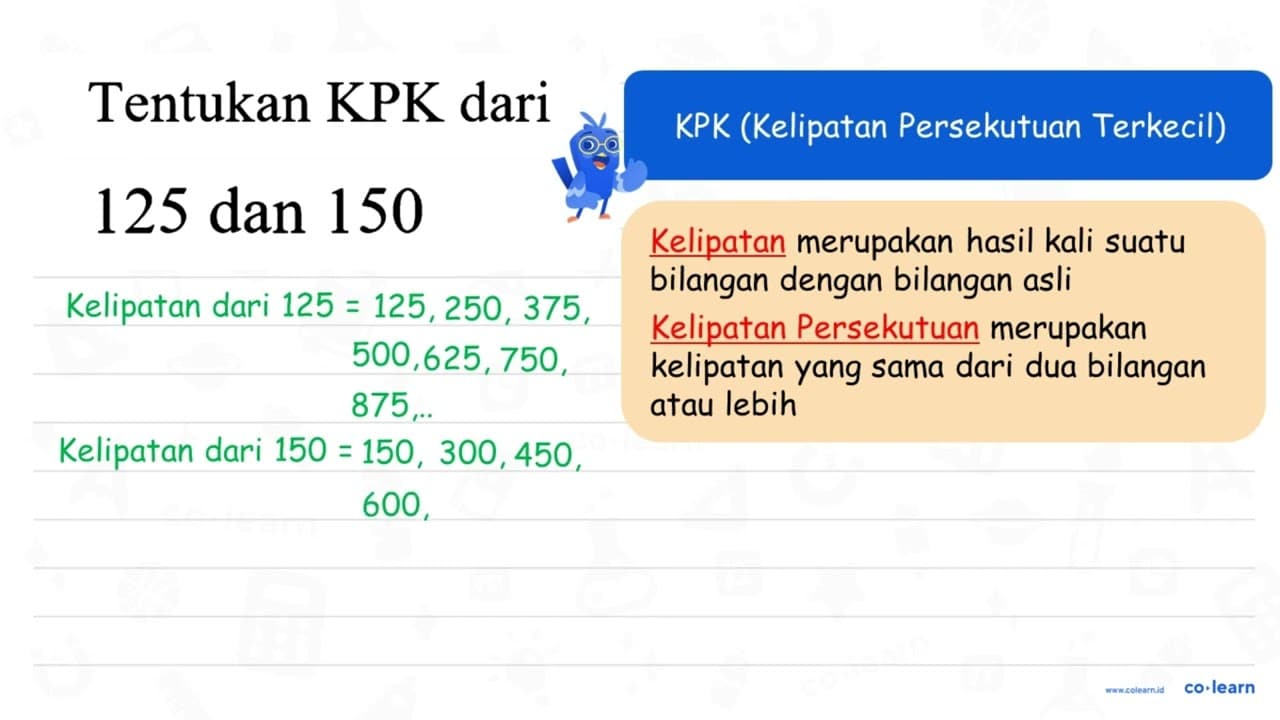 Tentukan KPK dari 125 dan 150