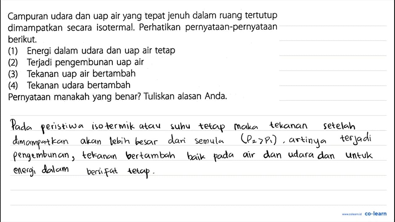 Campuran udara dan uap air yang tepat jenuh dalam ruang