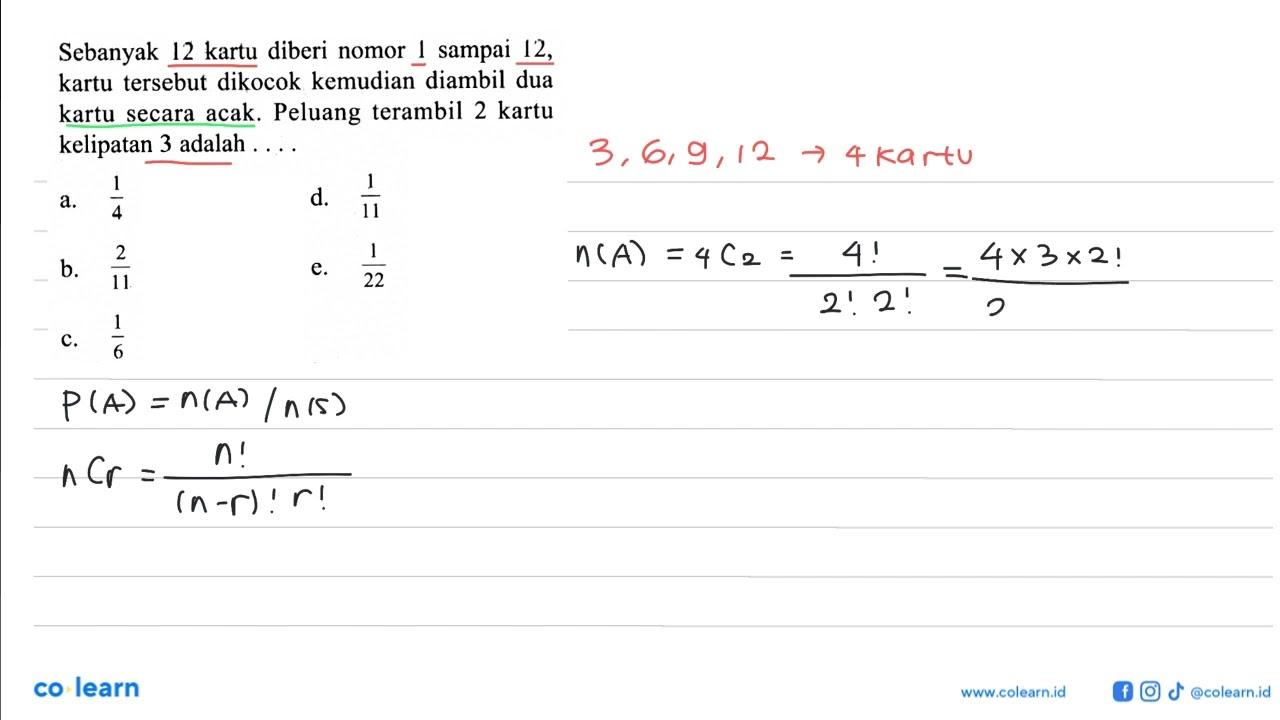 Sebanyak 12 kartu diberi nomor 1 sampai 12, kartu tersebut