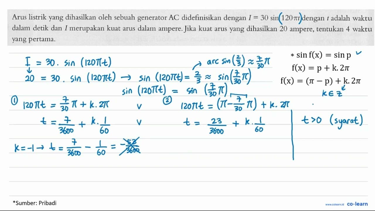 Arus listrik yang dihasilkan oleh sebuah generator AC