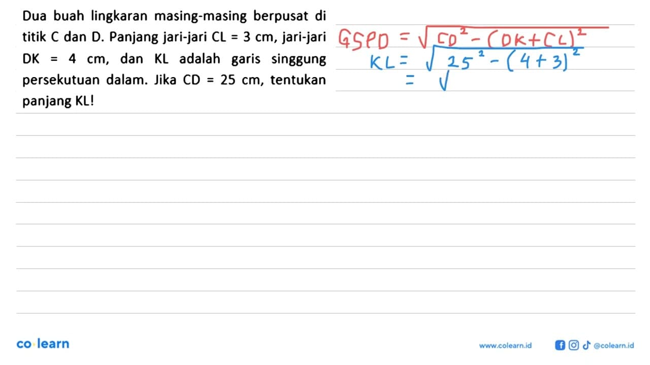 Dua buah lingkaran masing-masing berpusat dititik C dan D .