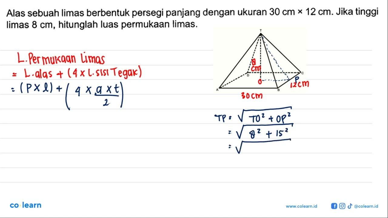 Alas sebuah limas berbentuk persegi panjang dengan ukuran