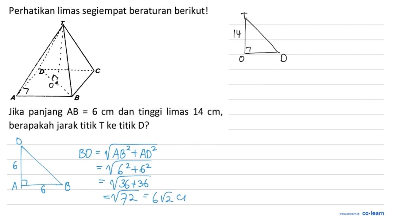 Perhatikan limas segiempat beraturan berikut! Jika panjang