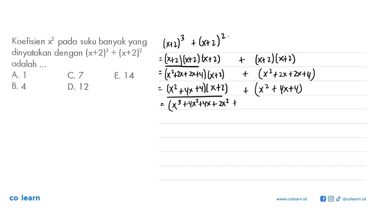 Koefisien x^2 pada suku banyak yang dinyatakan dengan