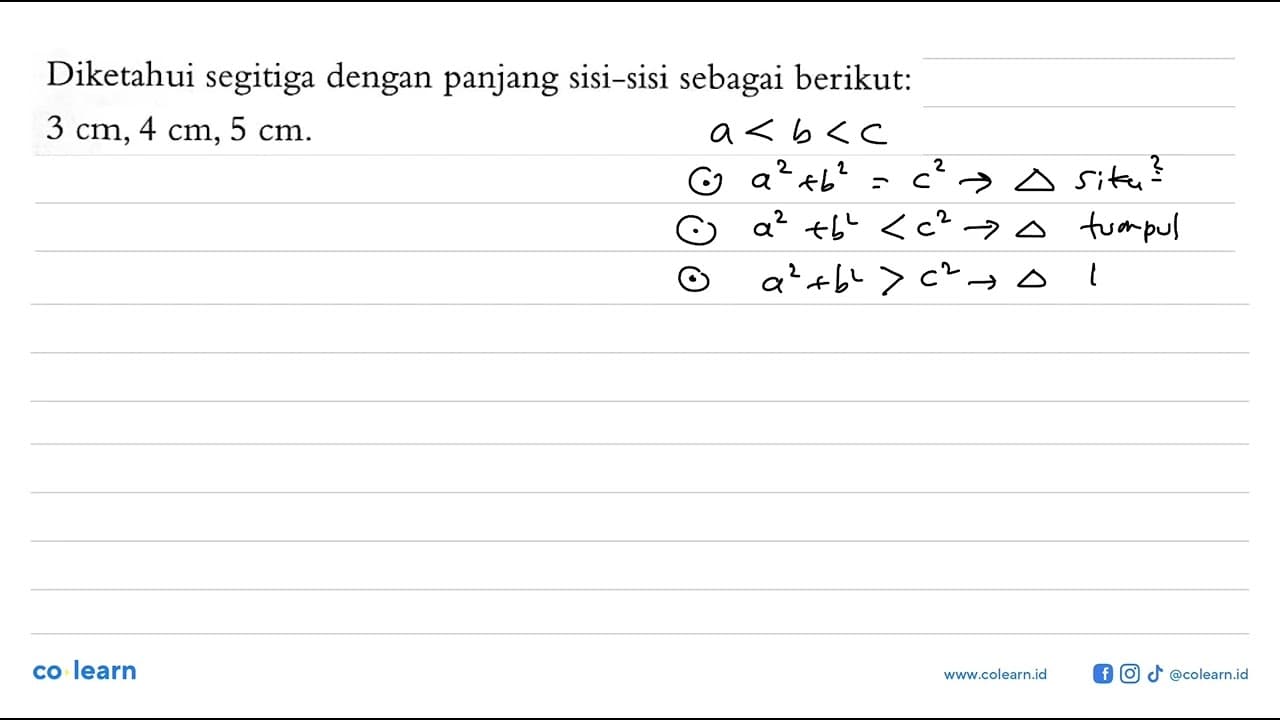 Diketahui segitiga dengan panjang sisi-sisi sebagai