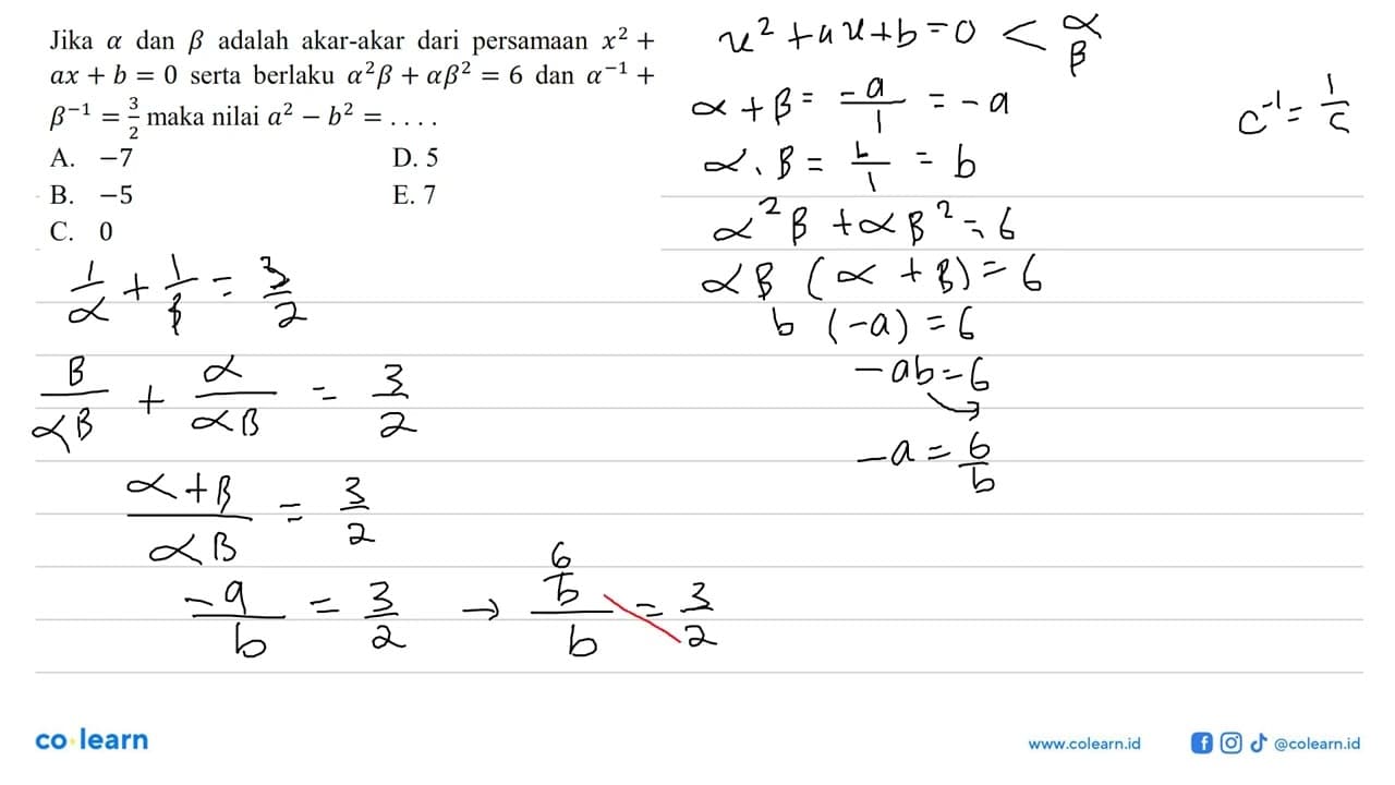 Jika alpha dan beta adalah akar-akar dari persamaan x^2 +