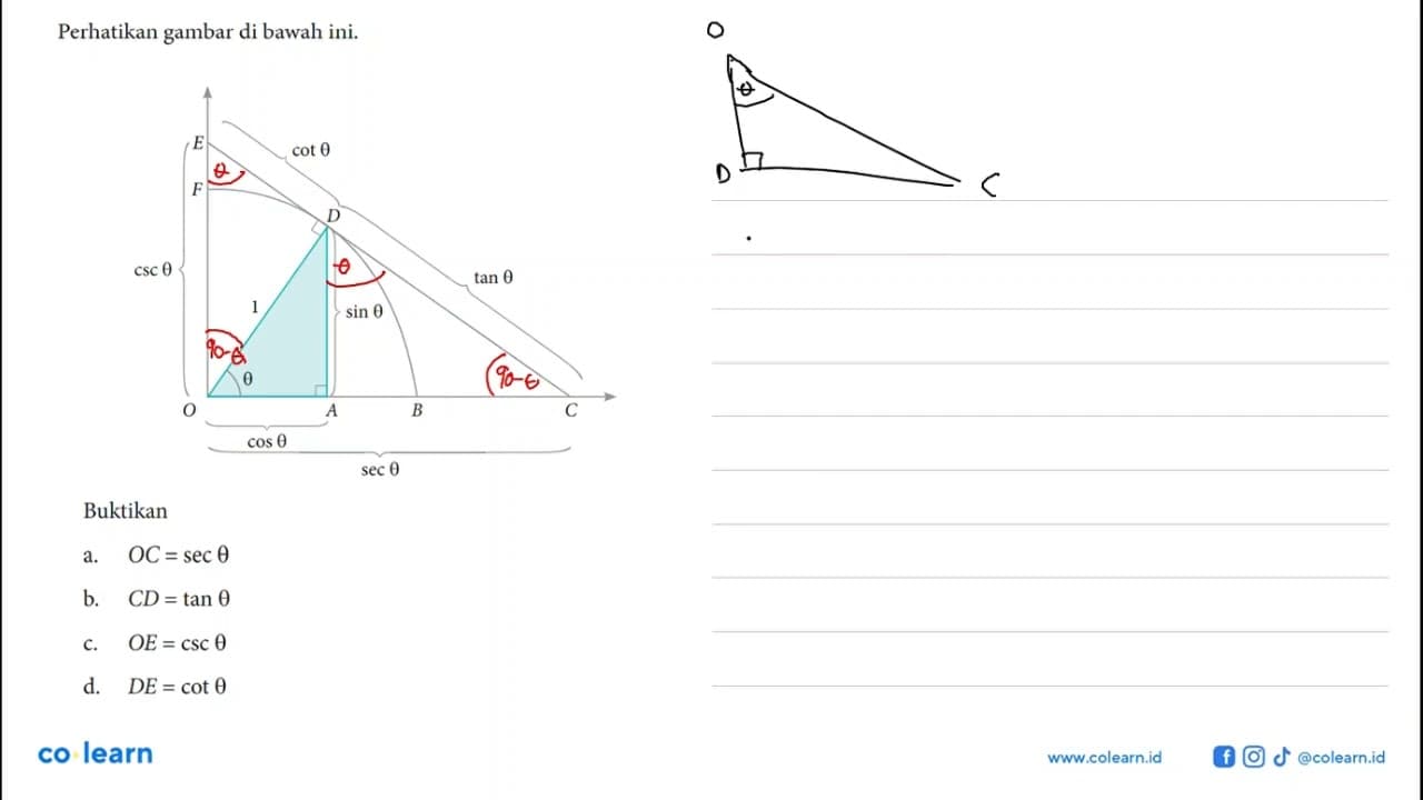 Perhatikan gambar di bawah ini.Buktikana. OC=sec theta b.
