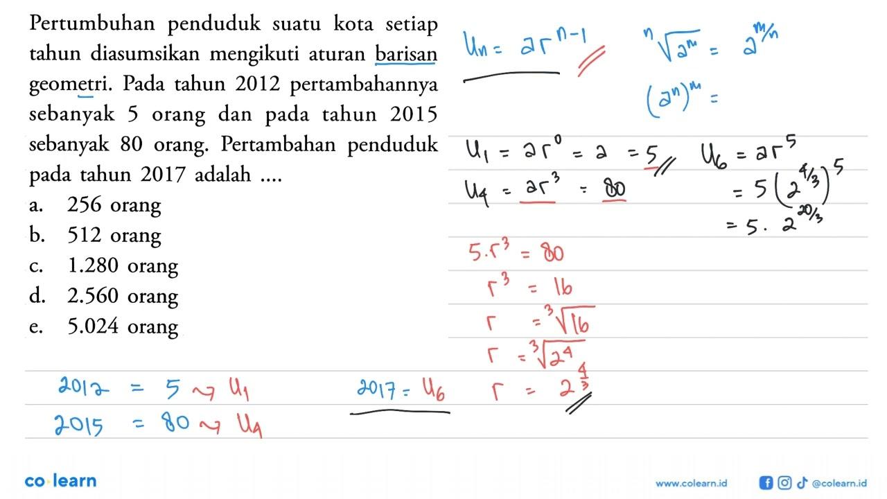 Pertumbuhan penduduk suatu kota setiap tahun diasumsikan