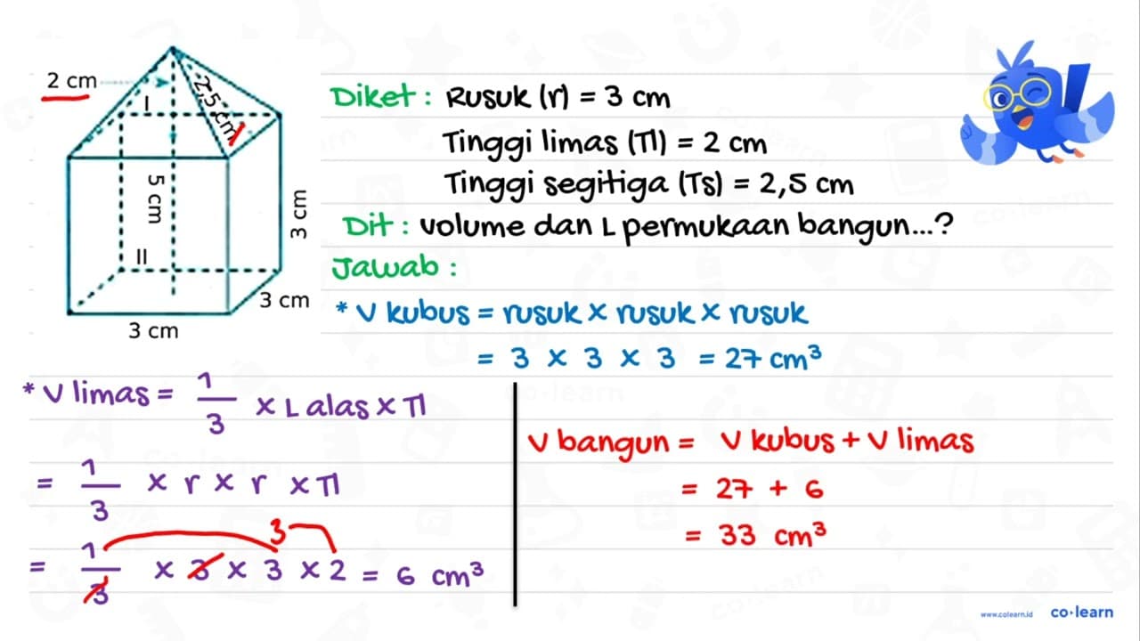 Berapa volume dan luas permukaan gambar bangun ruang