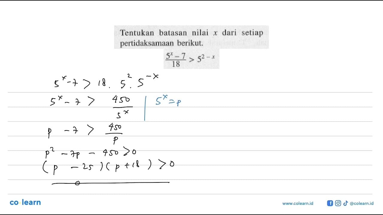 Tentukan batasan nilai x dari setiap pertidaksamaan